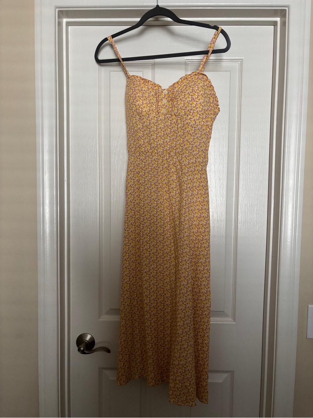 As U Wish Yellow Floral Maxi Dress with Spaghetti Straps
